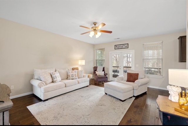 212 Dayside Ct, Greer, SC 29651 - living area with ceiling fan, healthy amount of natural light, and dark wood-type flooring