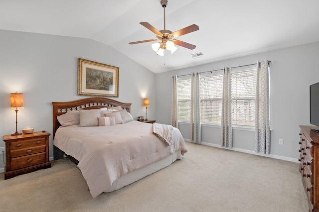 212 Dayside Ct, Greer, SC 29651 - bedroom with lofted ceiling, light carpet, and ceiling fan