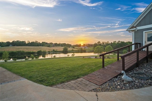 270 Watkins Rd, Campobello, SC 29322 - yard at dusk with a water view and a lawn