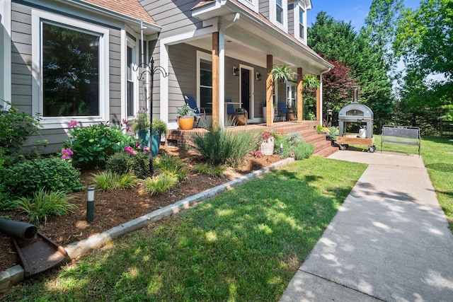 270 Watkins Rd, Campobello, SC 29322 - view of front of house featuring covered porch and a front lawn