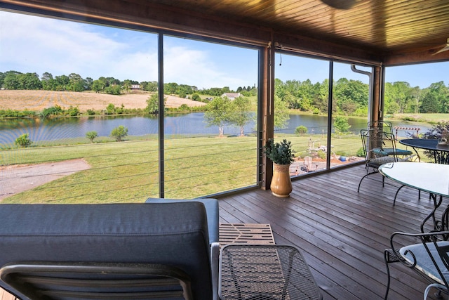 270 Watkins Rd, Campobello, SC 29322 - sunroom featuring a water view and view of wooded area