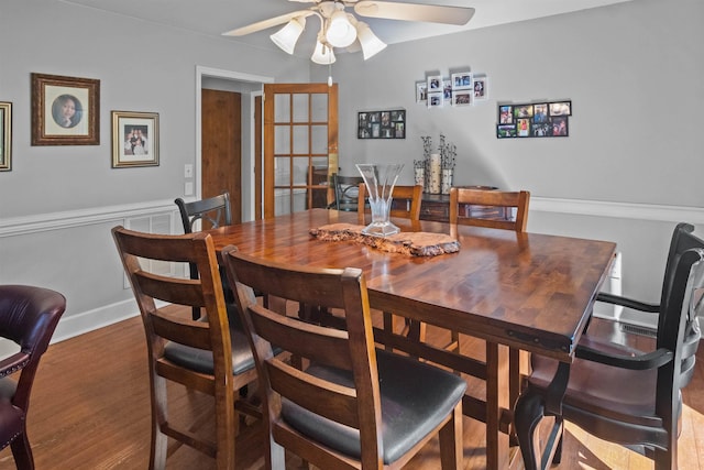 270 Watkins Rd, Campobello, SC 29322 - dining space featuring ceiling fan and wood finished floors
