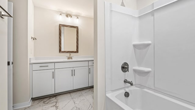310 Fiery Rd, Mauldin, SC 29607 - full bathroom with marble finish floors, vanity, and shower / bath combination