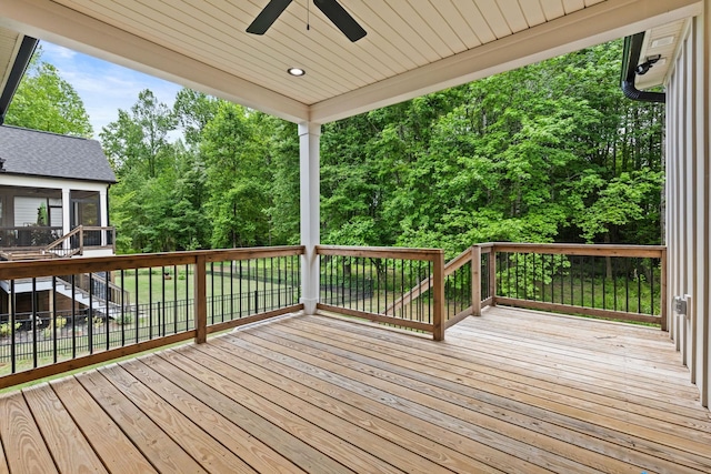 2032 Ivy Cottage Path, Boiling Springs, SC 29316 - wooden deck featuring stairway and ceiling fan
