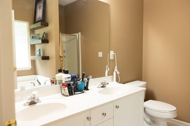 413 N Sweetwater Hills Dr, Moore, SC 29369 - full bathroom featuring a stall shower and double vanity