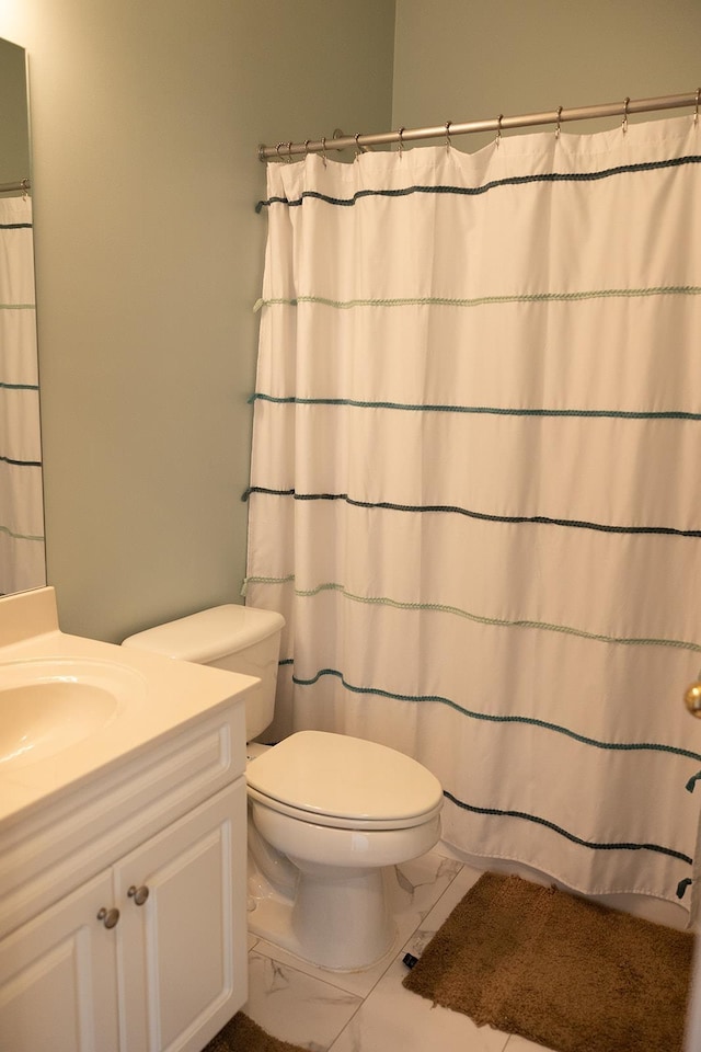 413 N Sweetwater Hills Dr, Moore, SC 29369 - bathroom featuring vanity, marble look tile flooring, and a shower with curtain
