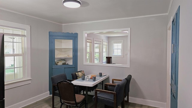 311 Hart St, Union, SC 29379 - dining room featuring dark wood-style flooring, crown molding, and an office area