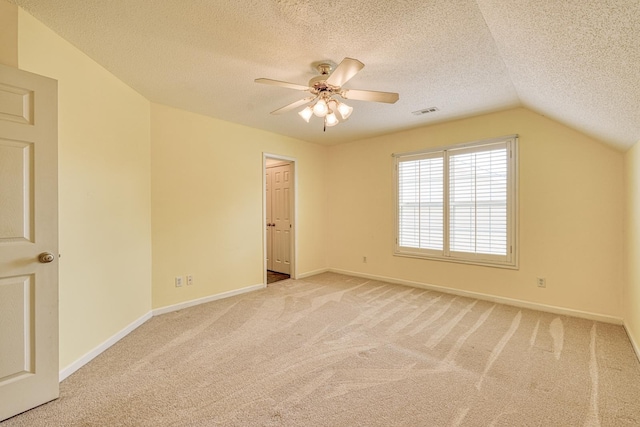 15 Arbours W Ln, Moore, SC 29369 - unfurnished bedroom with light carpet, a textured ceiling, vaulted ceiling, and a ceiling fan