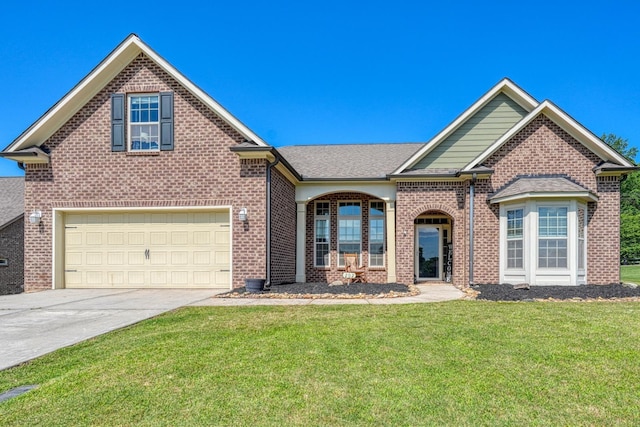 202 Buxton Ct, Easley, SC 29642 - traditional home with brick siding, driveway, a front lawn, and a garage
