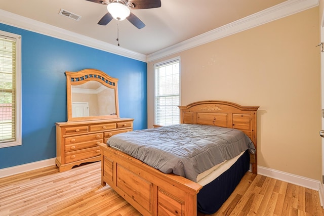 202 Buxton Ct, Easley, SC 29642 - bedroom with crown molding, light wood finished floors, and a ceiling fan