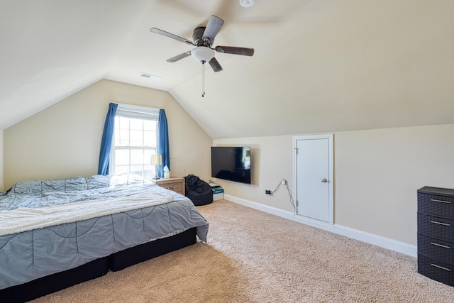202 Buxton Ct, Easley, SC 29642 - bedroom with carpet flooring, vaulted ceiling, and ceiling fan