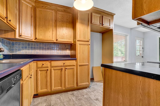 211 Skyline Rd, Greer, SC 29651 - kitchen featuring dishwasher, dark countertops, and decorative backsplash