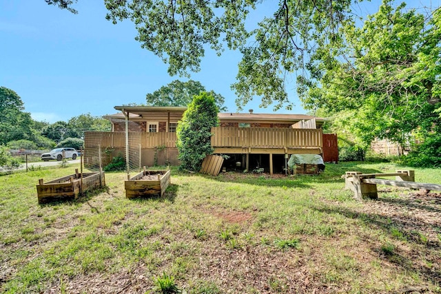 211 Skyline Rd, Greer, SC 29651 - view of green lawn featuring a garden and a wooden deck