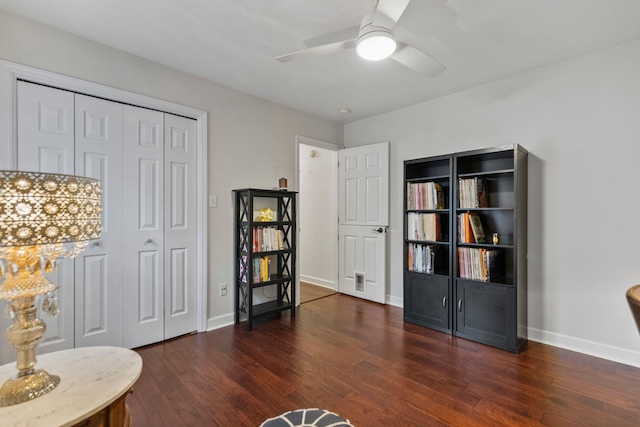 413 Rambling Rose Way, Moore, SC 29369 - sitting room featuring a ceiling fan and dark wood finished floors