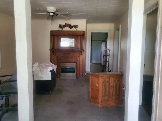 190 Beaverdam Church Rd, Enoree, SC 29335 - living room featuring ceiling fan and heating unit