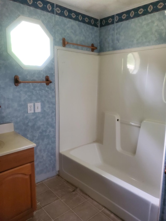 190 Beaverdam Church Rd, Enoree, SC 29335 - full bathroom featuring tile patterned floors, wallpapered walls, vanity, and  shower combination