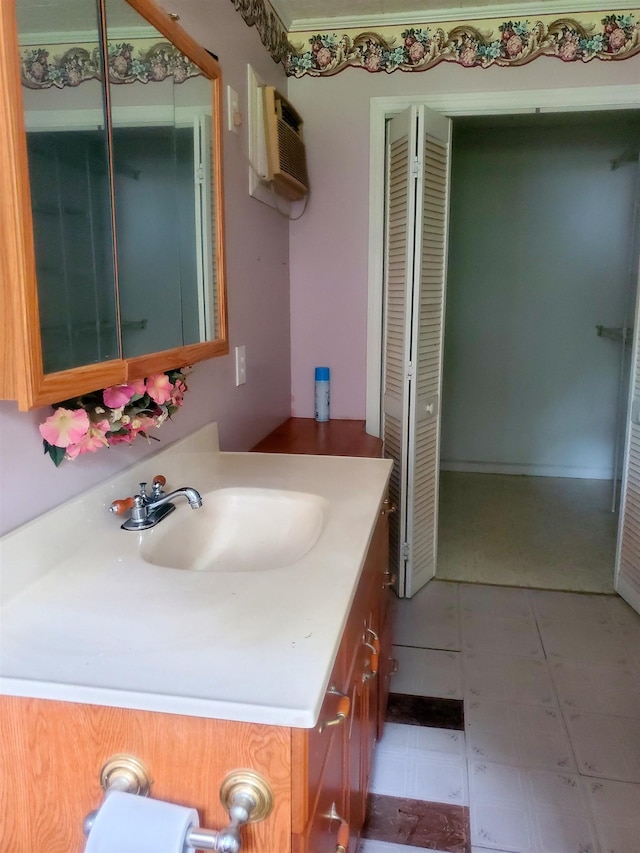 190 Beaverdam Church Rd, Enoree, SC 29335 - bathroom with vanity, an AC wall unit, and a closet
