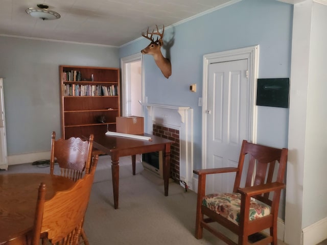 190 Beaverdam Church Rd, Enoree, SC 29335 - sitting room with ornamental molding and carpet floors