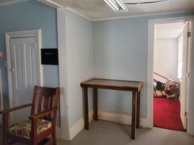 190 Beaverdam Church Rd, Enoree, SC 29335 - below grade area with carpet and ornamental molding