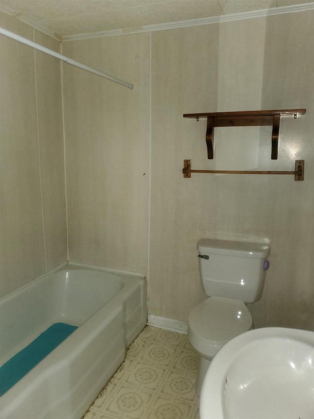 190 Beaverdam Church Rd, Enoree, SC 29335 - full bathroom featuring crown molding, tile patterned floors, and bathing tub / shower combination