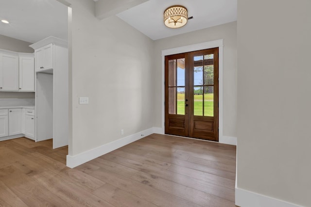 3963 Pennington Rd, Greer, SC 29651 - foyer entrance with light wood-type flooring, french doors, and recessed lighting
