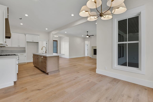 3963 Pennington Rd, Greer, SC 29651 - kitchen featuring stainless steel dishwasher, recessed lighting, open floor plan, light countertops, and ceiling fan