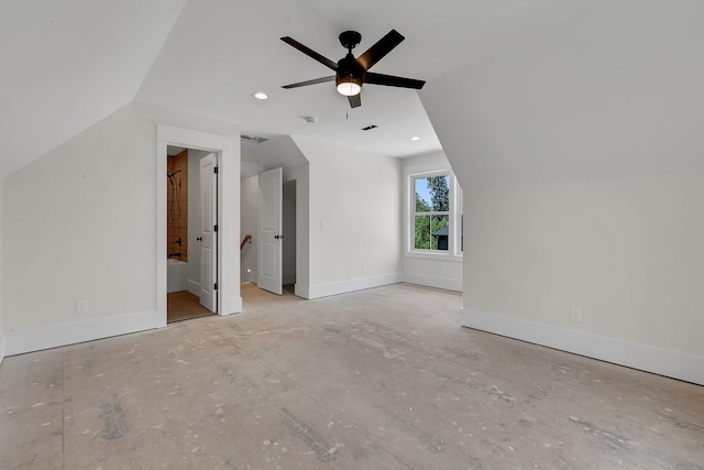 3963 Pennington Rd, Greer, SC 29651 - bonus room with vaulted ceiling, a ceiling fan, and recessed lighting