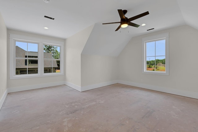 3963 Pennington Rd, Greer, SC 29651 - bonus room with vaulted ceiling, a ceiling fan, and recessed lighting