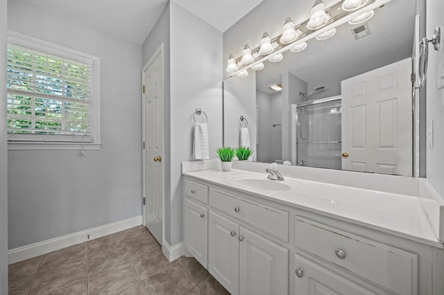 155 Lake Park Dr, Spartanburg, SC 29301 - bathroom featuring vanity, a stall shower, and tile patterned floors