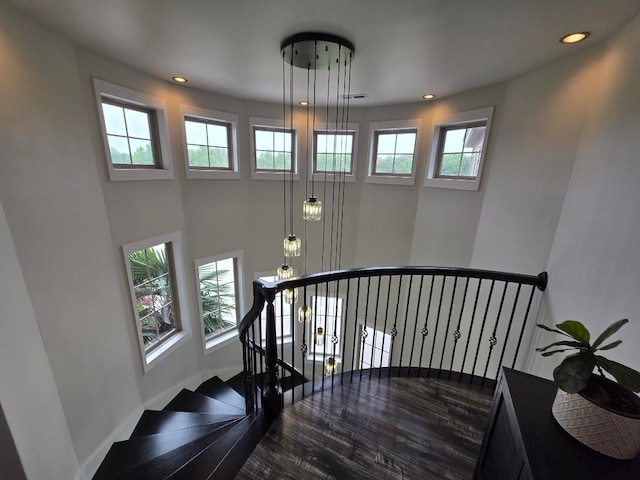 473 Meadow Rd, Inman, SC 29349 - stairway with plenty of natural light, a towering ceiling, and recessed lighting