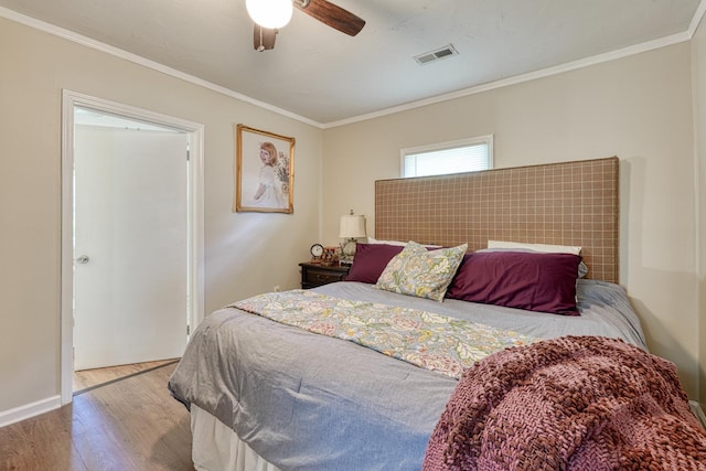 1762 New Cut Rd, Spartanburg, SC 29303 - bedroom with wood finished floors, ornamental molding, and a ceiling fan