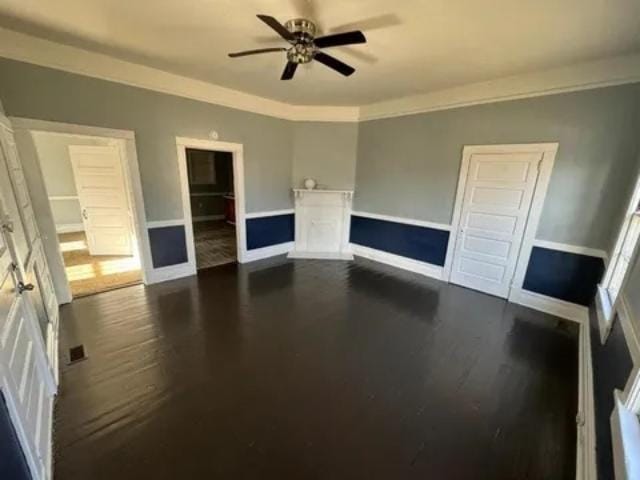1145 Granite St, Pacolet, SC 29372 - unfurnished living room with dark wood-style floors and a ceiling fan
