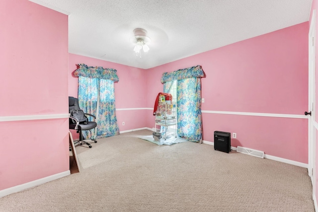 125 Greenway Ave, Union, SC 29379 - workout area featuring carpet flooring, ceiling fan, and a textured ceiling