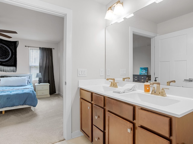514 Olivia Springs Dr, Spartanburg, SC 29302 - ensuite bathroom featuring double vanity and a ceiling fan