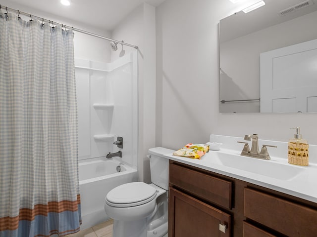 514 Olivia Springs Dr, Spartanburg, SC 29302 - bathroom with shower / tub combo, vanity, tile patterned floors, and recessed lighting