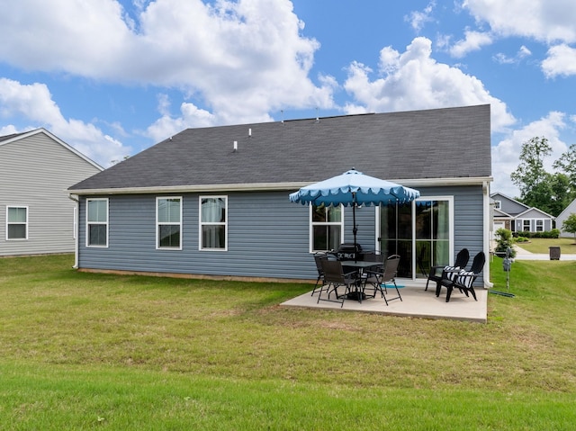 514 Olivia Springs Dr, Spartanburg, SC 29302 - rear view of property featuring a patio, a lawn, and roof with shingles