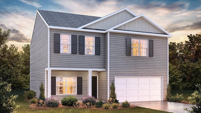 3291 Cypress Hollow Dr, Moore, SC 29369 - view of front of house featuring a garage, board and batten siding, and driveway
