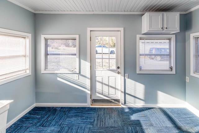 91 Lawrence St, Lyman, SC 29365 - doorway featuring dark carpet and ornamental molding