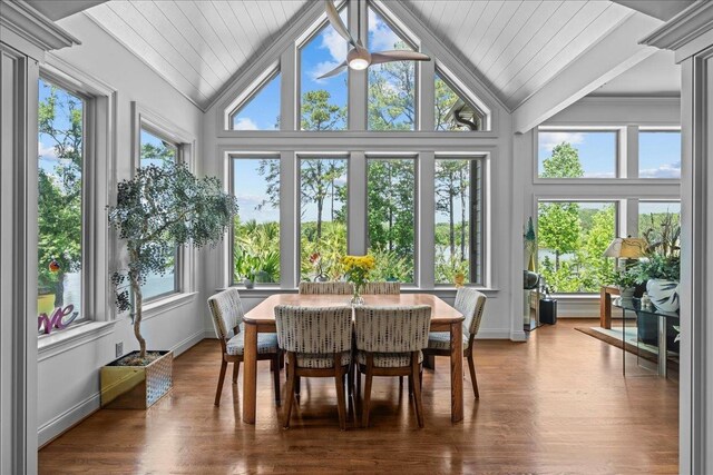 135 Neal Pointe Dr, Chesnee, SC 29323 - sunroom featuring wood finished floors, wood ceiling, and a deck