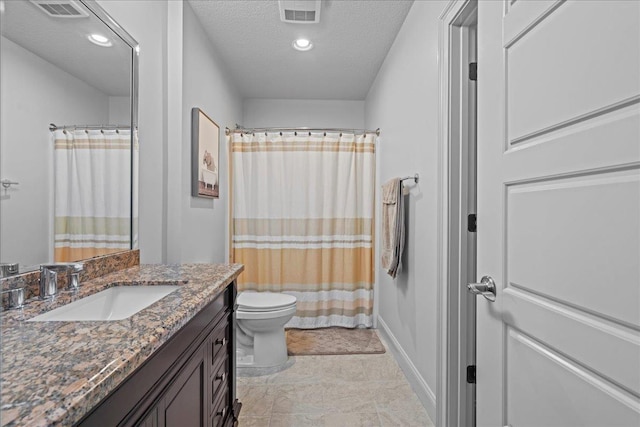 135 Neal Pointe Dr, Chesnee, SC 29323 - full bathroom featuring vanity, a textured ceiling, recessed lighting, and curtained shower
