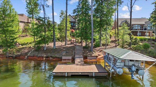 135 Neal Pointe Dr, Chesnee, SC 29323 - dock featuring a water view and stairs