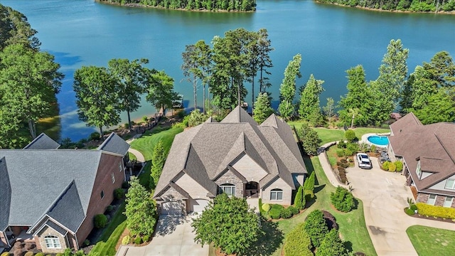 135 Neal Pointe Dr, Chesnee, SC 29323 - view from above of property with a large body of water and a pool area