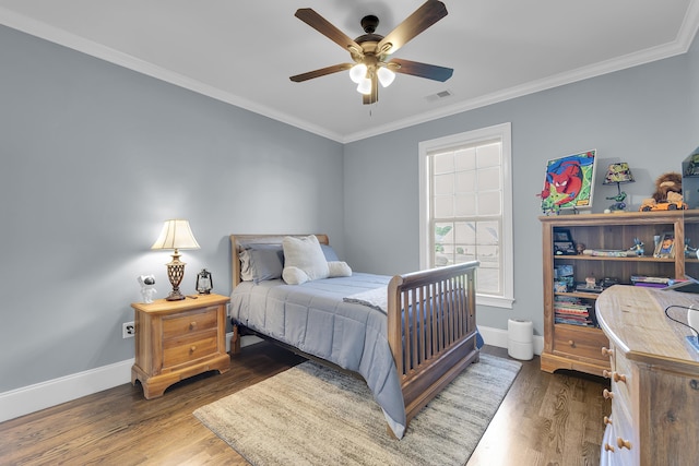 115 Gleneagles Rd, Campobello, SC 29322 - bedroom with ornamental molding, wood finished floors, and ceiling fan