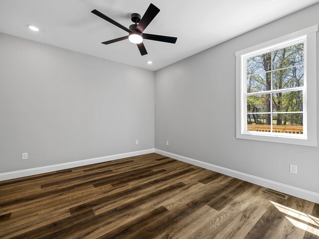 1328 Shoresbrook Rd, Spartanburg, SC 29301 - spare room with dark wood finished floors, recessed lighting, and ceiling fan