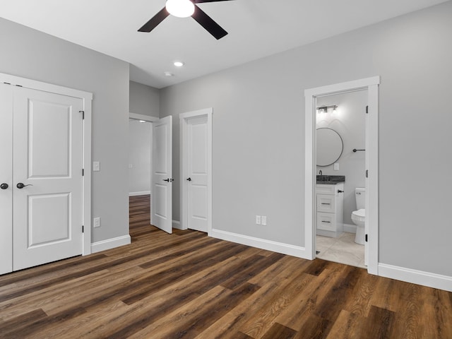 1328 Shoresbrook Rd, Spartanburg, SC 29301 - unfurnished bedroom with wood finished floors, ensuite bath, and a ceiling fan