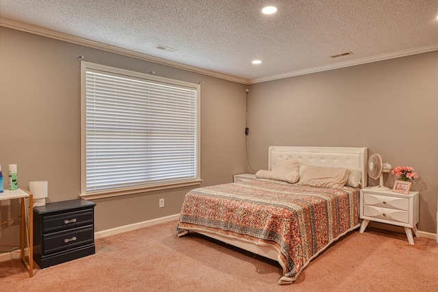 955 Baggett Rd, Enoree, SC 29335 - bedroom featuring light colored carpet, crown molding, recessed lighting, and a textured ceiling