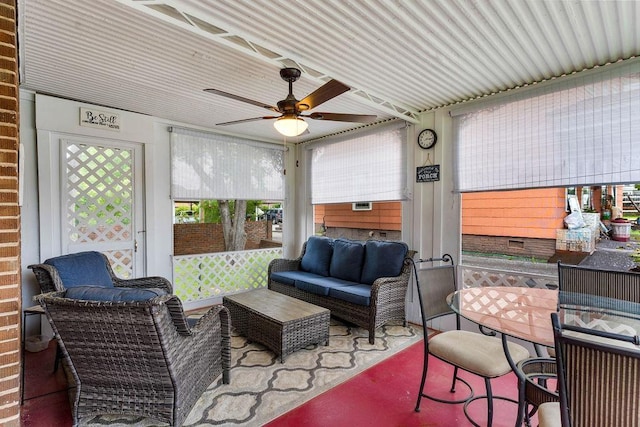 203 E S St, Union, SC 29379 - sunroom with ceiling fan and outdoor lounge area