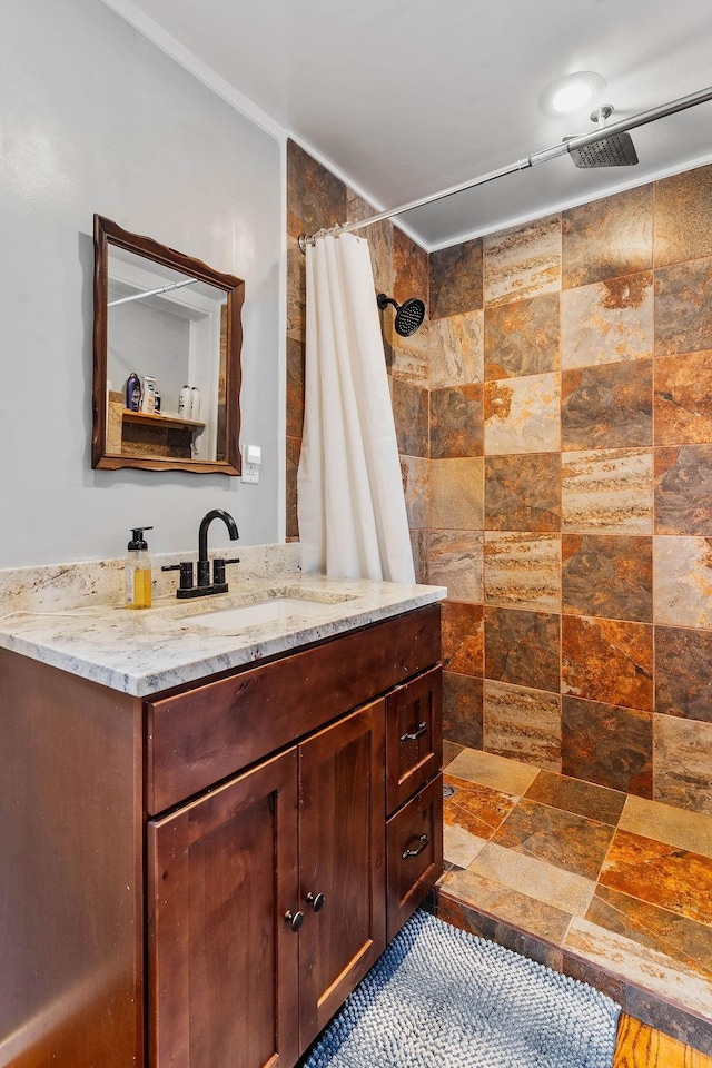 203 E S St, Union, SC 29379 - full bathroom with a tile shower and vanity
