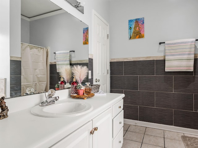 110 Hidden Ridge Dr, Spartanburg, SC 29301 - bathroom with vanity, ornamental molding, and tile patterned floors