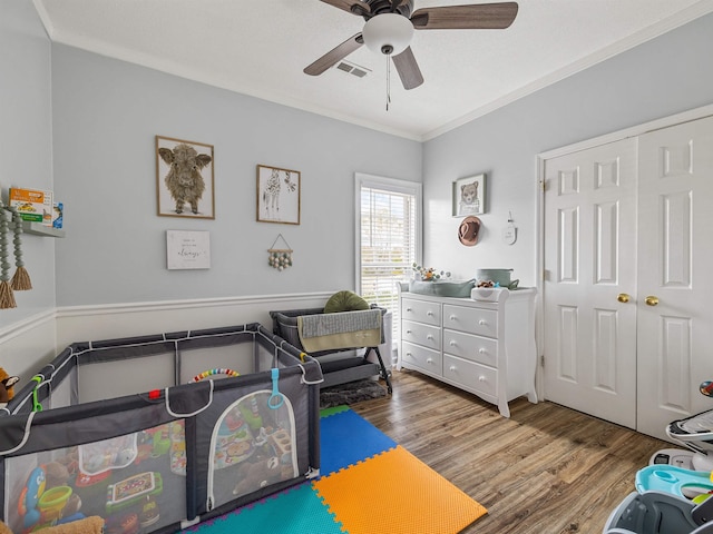 110 Hidden Ridge Dr, Spartanburg, SC 29301 - game room with wood finished floors, ornamental molding, and ceiling fan